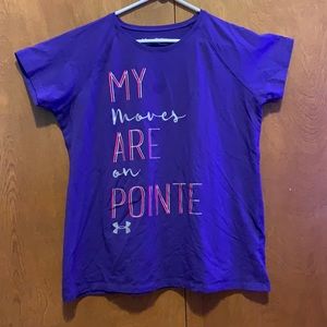 Kids purple, pink and silver under armour tee YXL